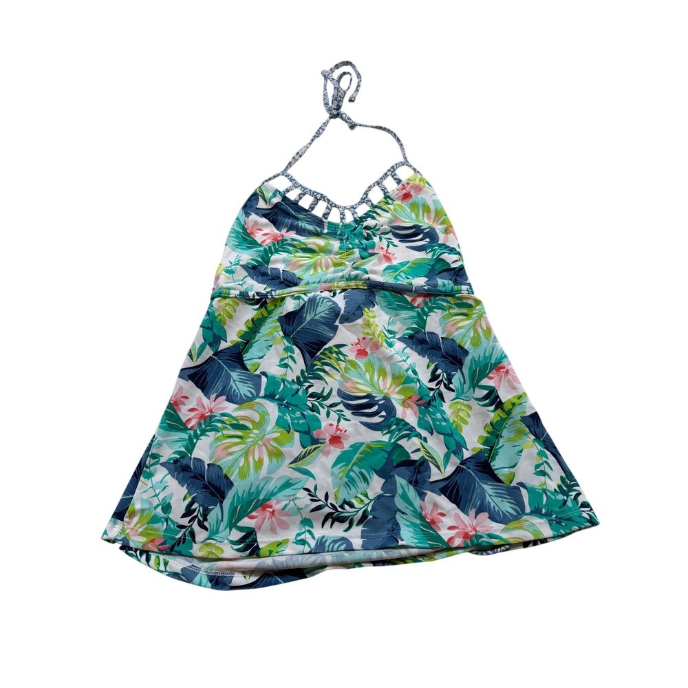 True Craft Swim Tankini Top XL Tropical Floral‎ Halter Vacation Beach Resortwear
